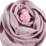 Mušelínový šálik - pink dots – Obrázok 3