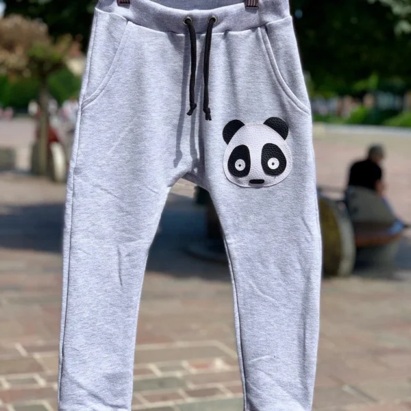 Pískacie tepláky sivé - panda