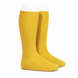 basic-plain-knee-high-socks-yellow