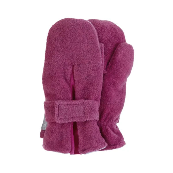 Rukavice palčiaky fleecové s manžetkou - tmavoružové