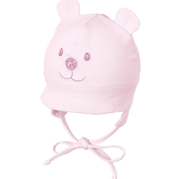 Novorodenecká čiapka s uškami z jersey - ružová