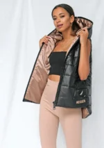 Čierna dámska prešívaná vesta – Obrázok 4