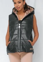 Čierna dámska prešívaná vesta – Obrázok 2