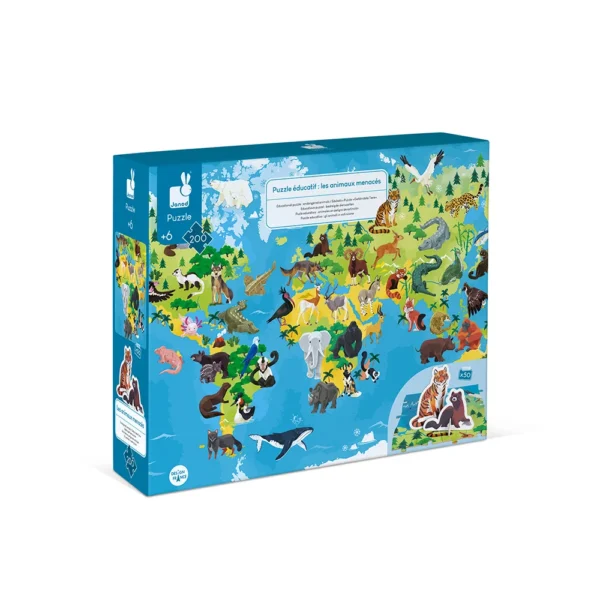 Vzdelávacie puzzle - Ohrozené zvieratká 200 ks