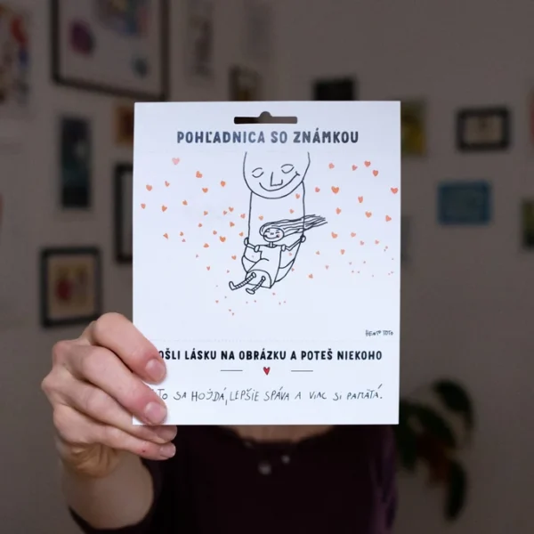 Pohľadnica so známkou - Dáma na hojdačke