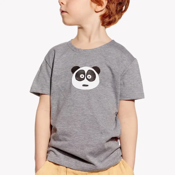 Pískacie tričko sivé melé – panda
