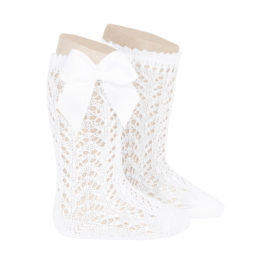 cotton-openwork-knee-high-socks-with-bow-white