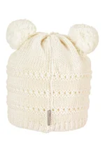 Pletená čiapka s dvoma bombuľami - biela – Obrázok 2