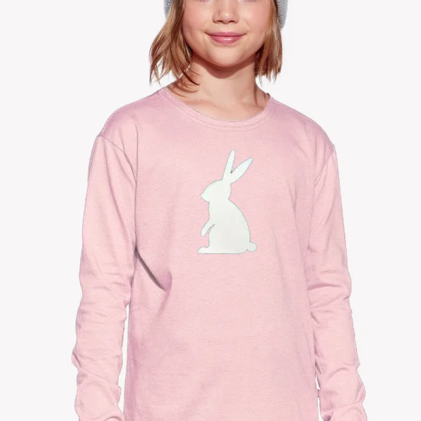 Pískacie dievčenské tričko ružové s dlhým rukávom - zajac