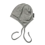 Detská merino čiapka na zaväzovanie dvojvrstvová - sivá