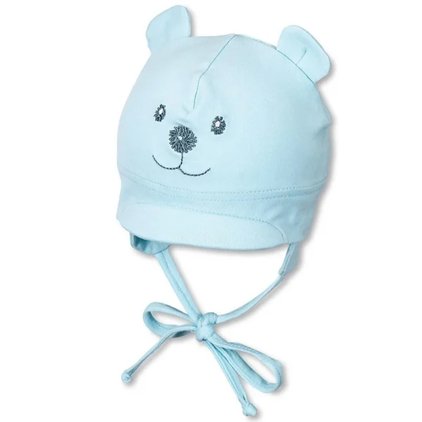 Novorodenecká čiapka s uškami z jersey - modrá