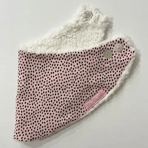 Zimný detský nákrčník - irregular dots pink