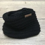 Zimný detský pletený nákrčník s fleecom - black