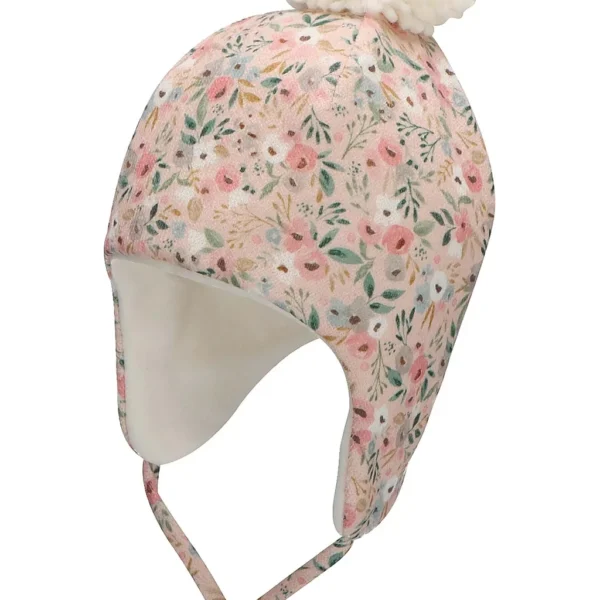 Inka čiapka s brmbolcom ružové kvety