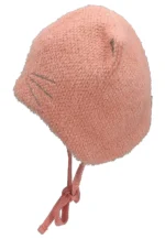 Čiapka s mačacou tvárou a klapkami na uši - ružová – Obrázok 5