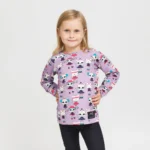 Bavlnené tričko s dlhým rukávom - fialové mačky v akcii