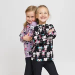 Bavlnené tričko s dlhým rukávom - fialové mačky v akcii – Obrázok 3