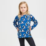 Bavlnené tričko s dlhým rukávom - modré psíky v akcii