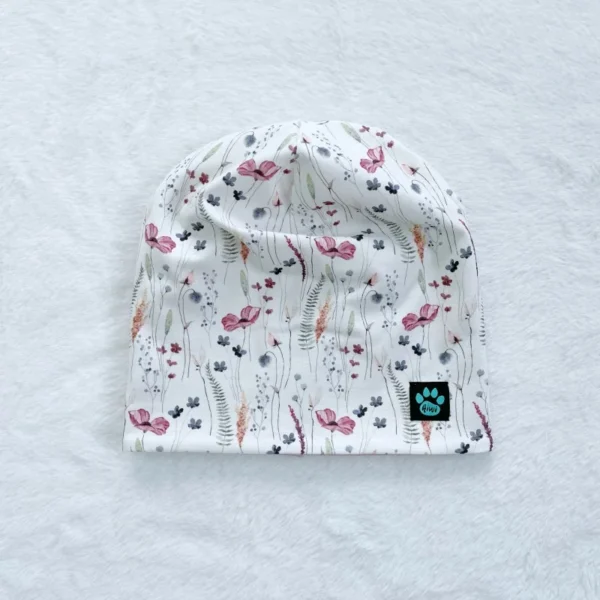 Kiwi dvojvrstvová čiapka kratšia - jemné kvetinky