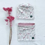 Kiwi dvojvrstvová čiapka kratšia - jemné kvetinky – Obrázok 2