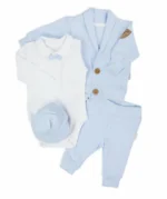 Chlapčenská 4-dielna súprava na krstiny - modrá