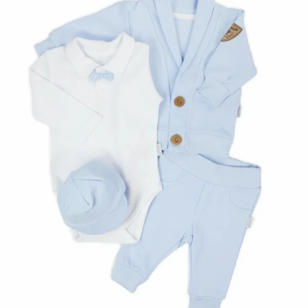 Chlapčenská 4-dielna súprava na krstiny - modrá