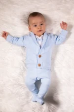 Chlapčenská 4-dielna súprava na krstiny - modrá – Obrázok 2