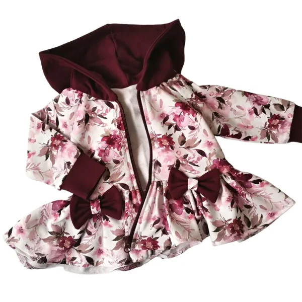 Kabátik na zips VIOLET s mašličkami