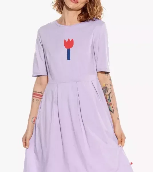 Pískacie dámske šaty Valentína orgovánové - kvet