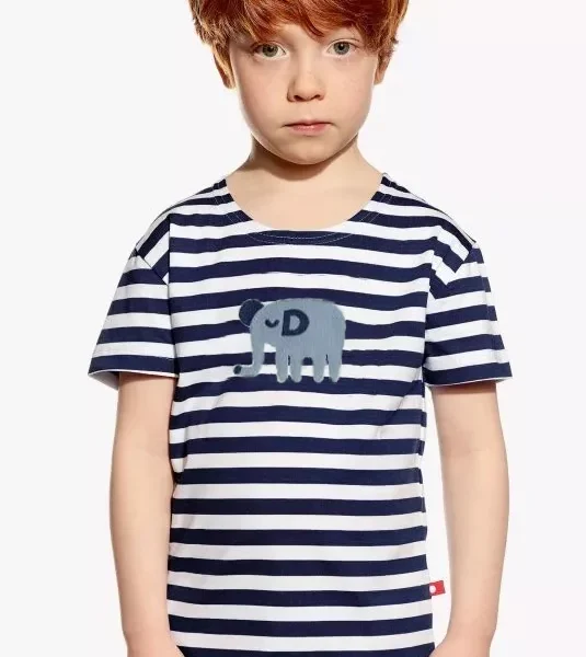 Pískacie tričko tmavomodré pruhy - slon