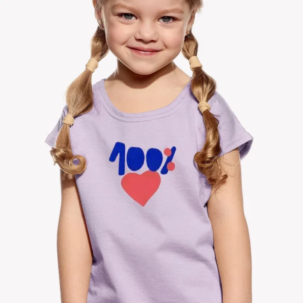 Pískacie dievčenské tričko orgovánové – 100% Love