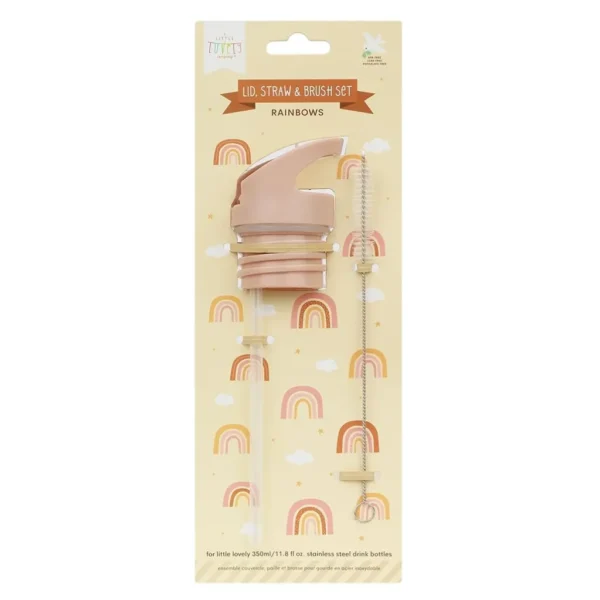 Náhradný vrchnák so slamkou a čistiaca kefka - Dúhy