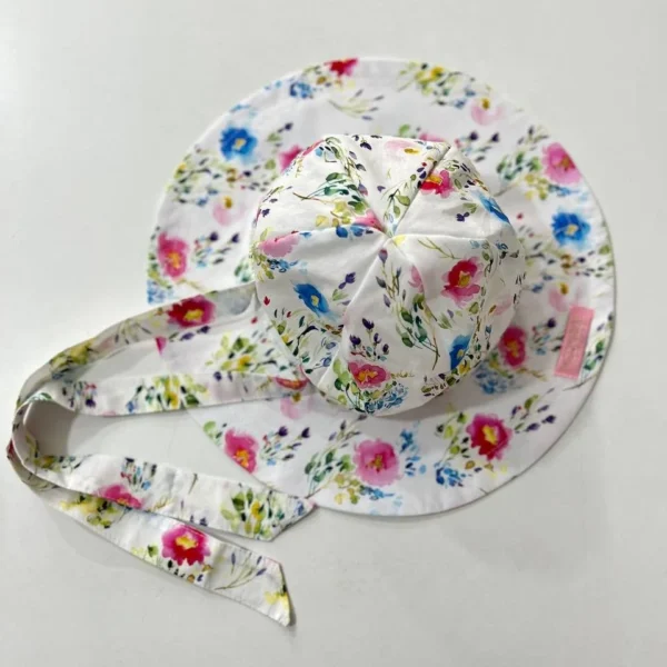 Detský klobúk watercolour flower ecru