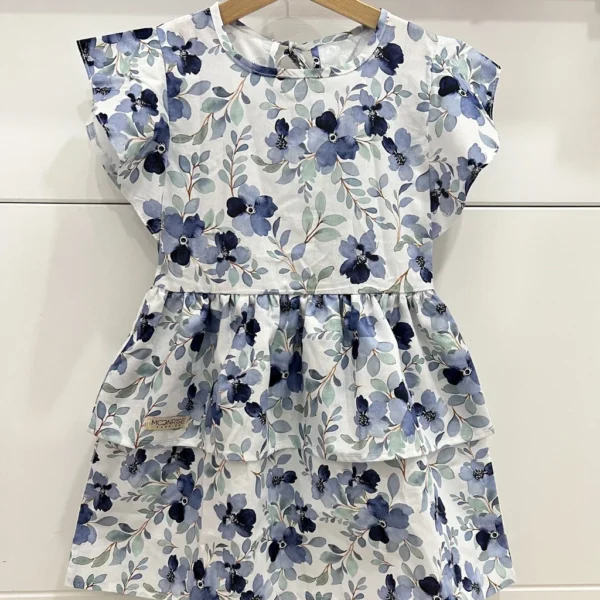 Detské šaty s volánom - blue garden