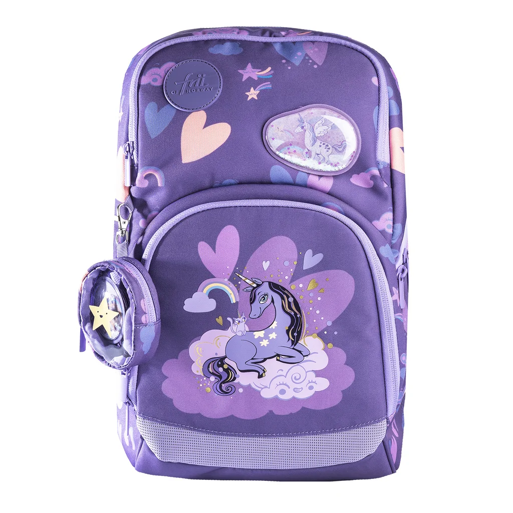expand-unicorn-friiofnorway-front Ergonomická školská taška Expand 20-25 L - Unicorn Purple – Obrázok 1