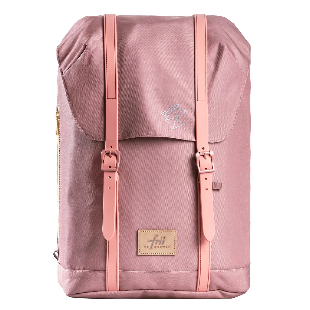 skolesekk-dusty-pink-front Ergonomická školská taška Retro 30L - Dusty Pink – Obrázok 1