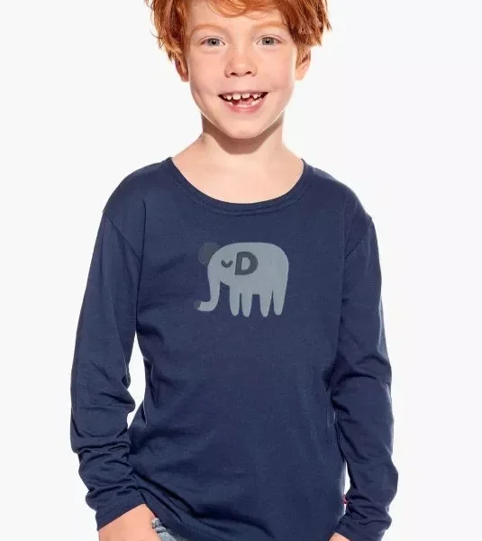 Pískacie tričko tmavomodré s dlhým rukávom - slon