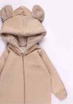 Detský overal s medvedími ušami – béžový – Obrázok 2