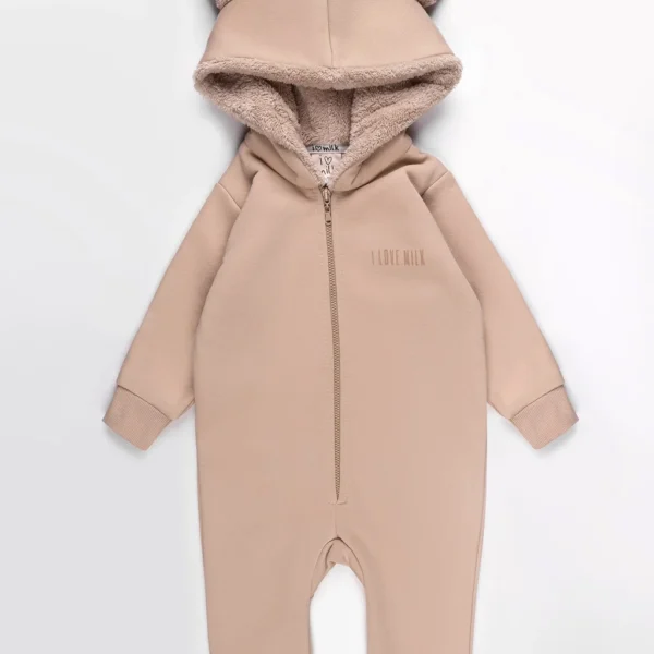 Detský overal s medvedími ušami – béžový