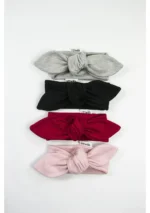 Detská zaväzovacia čelenka – púdrová ružová – Obrázok 3