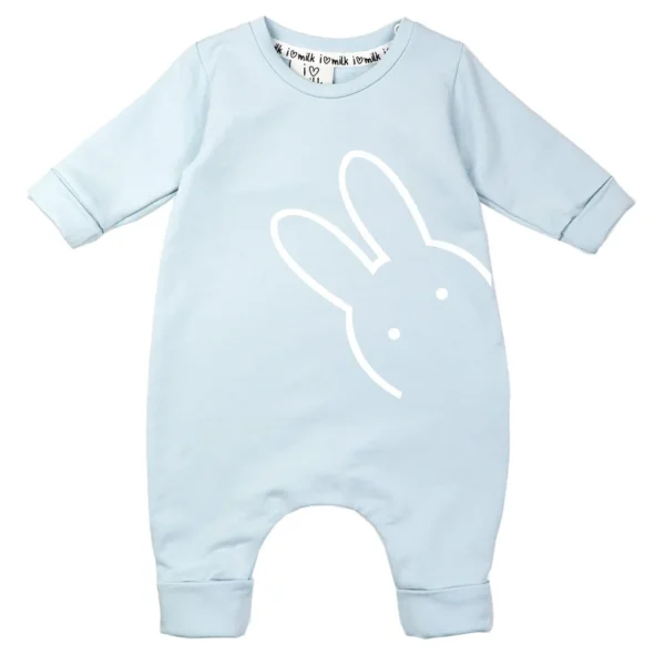 Detský overal s potlačou Zajačik - modrý