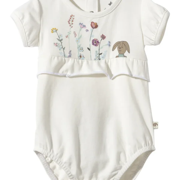 Detské body zajačik Happy s krátkymi naberanými rukávmi