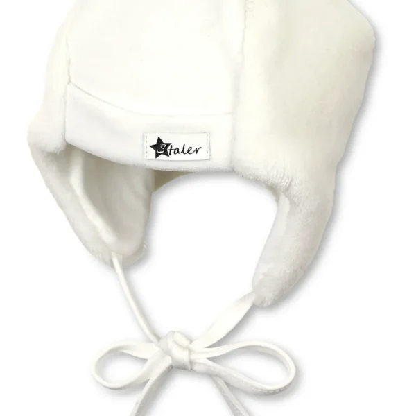 Čiapka z plyšu a microfleecu – biela