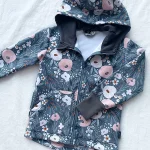 Kiwi softshellová bunda - ružové kvety na šedom – Obrázok 2